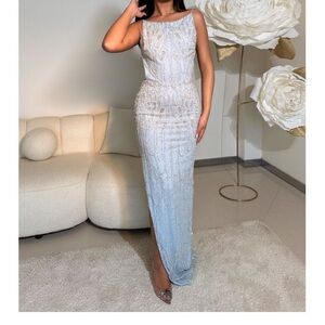 Minna Fashion blue beaded gown